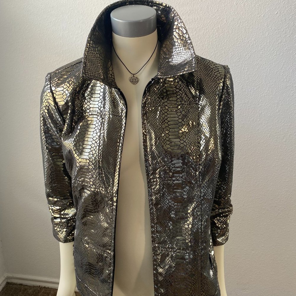 Multiples Crocodile Pattern Full Zip Jacket Size … - image 2